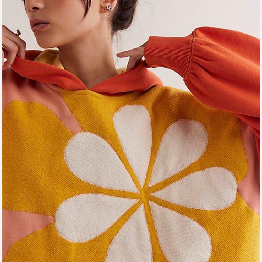 Free People Colorful Knit Sweater with Red and Yellow